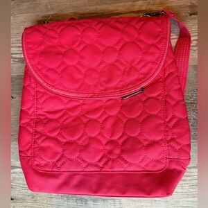 Thirty-One 31 Vary You Coral Hot Pink Quilted Dots Backpack Purse